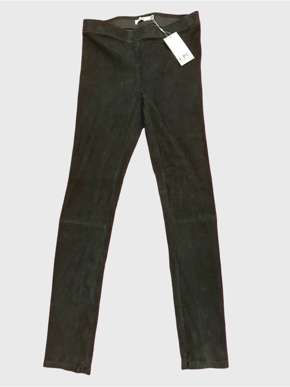 Women’s LPC Linea Pelle Collection Black Stretch Suede Leather Leggings Sz M NWT